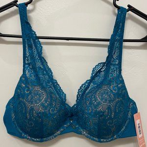 ThirdLove Lace Contour Plunge Bra - 34 B1/2 - Ocean